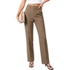 image:imageGRAPENT Dress Pants Women Straight Leg Business Casual Pants Elastic Waist Work Trousers Office Slacks with PocketsCoffee Brown