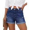 image:imageGRAPENT Jean Shorts Womens High Waisted Trendy Cuffed Hem Ripped Stretchy Casual 2026 Denim Jorts Summer ShortsSail Blue