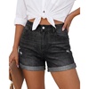 image:imageGRAPENT Jean Shorts Womens High Waisted Trendy Cuffed Hem Ripped Stretchy Casual 2026 Denim Jorts Summer ShortsWashed Black