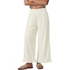 image:imageGRAPENT Linen Pants Women Wide Leg Ruffle Hem Pull On High Waisted Elastic Waist Cropped Ankle Casual Beach Summer PantsCream White