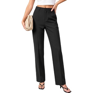 image:imageGRAPENT Dress Pants Women Straight Leg Business Casual Pants Elastic Waist Work Trousers Office Slacks with PocketsBlack