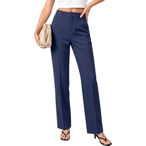 image:imageGRAPENT Dress Pants Women Straight Leg Business Casual Pants Elastic Waist Work Trousers Office Slacks with PocketsNavy Blue