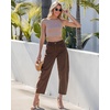 image:imageGRAPENT Barrel Jeans for Women Trendy High Waisted Wide Leg Baggy Cropped Relax Fit Stretch Denim Trouser Ankle PantsChocolate Brown