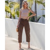 image:imageGRAPENT Barrel Jeans for Women Trendy High Waisted Wide Leg Baggy Cropped Relax Fit Stretch Denim Trouser Ankle PantsChocolate Brown