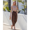 image:imageGRAPENT Barrel Jeans for Women Trendy High Waisted Wide Leg Baggy Cropped Relax Fit Stretch Denim Trouser Ankle PantsChocolate Brown