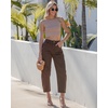 image:imageGRAPENT Barrel Jeans for Women Trendy High Waisted Wide Leg Baggy Cropped Relax Fit Stretch Denim Trouser Ankle PantsChocolate Brown