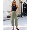 image:imageGRAPENT Barrel Jeans for Women Trendy High Waisted Wide Leg Baggy Cropped Relax Fit Stretch Denim Trouser Ankle PantsDusty Olive