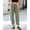 image:imageGRAPENT Barrel Jeans for Women Trendy High Waisted Wide Leg Baggy Cropped Relax Fit Stretch Denim Trouser Ankle PantsDusty Olive