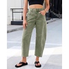 image:imageGRAPENT Barrel Jeans for Women Trendy High Waisted Wide Leg Baggy Cropped Relax Fit Stretch Denim Trouser Ankle PantsDusty Olive
