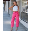image:imageGRAPENT Barrel Jeans for Women Trendy High Waisted Wide Leg Baggy Cropped Relax Fit Stretch Denim Trouser Ankle PantsHot Pink