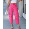 image:imageGRAPENT Barrel Jeans for Women Trendy High Waisted Wide Leg Baggy Cropped Relax Fit Stretch Denim Trouser Ankle PantsHot Pink