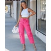 image:imageGRAPENT Barrel Jeans for Women Trendy High Waisted Wide Leg Baggy Cropped Relax Fit Stretch Denim Trouser Ankle PantsHot Pink