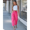 image:imageGRAPENT Barrel Jeans for Women Trendy High Waisted Wide Leg Baggy Cropped Relax Fit Stretch Denim Trouser Ankle PantsHot Pink