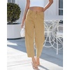 image:imageGRAPENT Barrel Jeans for Women Trendy High Waisted Wide Leg Baggy Cropped Relax Fit Stretch Denim Trouser Ankle PantsKhaki