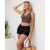 image:imageGRAPENT Bikini Tops for Women Cropped Tankini Tops Beach Ruched Knot Cut Out Padded Adjustable Swimwear Swim Top OnlyCoffee Brown