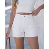 image:imageGRAPENT Jean Shorts Womens High Waisted Stretchy Denim Jorts Trendy Casual Summer Cargo Pockets Shorts Country ConcertCream White