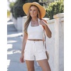 image:imageGRAPENT Jean Shorts Womens High Waisted Stretchy Denim Jorts Trendy Casual Summer Cargo Pockets Shorts Country ConcertCream White
