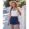 image:imageGRAPENT Jean Shorts Womens High Waisted Stretchy Denim Jorts Trendy Casual Summer Cargo Pockets Shorts Country ConcertDarkness Blue