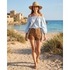 image:imageGRAPENT Jean Shorts Womens High Waisted Stretchy Denim Jorts Trendy Casual Summer Cargo Pockets Shorts Country ConcertGolden Brown
