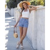 image:imageGRAPENT Jean Shorts Womens High Waisted Stretchy Denim Jorts Trendy Casual Summer Cargo Pockets Shorts Country ConcertLakeside Blue