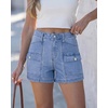 image:imageGRAPENT Jean Shorts Womens High Waisted Stretchy Denim Jorts Trendy Casual Summer Cargo Pockets Shorts Country ConcertLakeside Blue