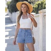 image:imageGRAPENT Jean Shorts Womens High Waisted Stretchy Denim Jorts Trendy Casual Summer Cargo Pockets Shorts Country ConcertLakeside Blue