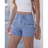 image:imageGRAPENT Jean Shorts Womens High Waisted Stretchy Denim Jorts Trendy Casual Summer Cargo Pockets Shorts Country ConcertLakeside Blue