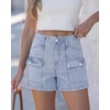 image:imageGRAPENT Jean Shorts Womens High Waisted Stretchy Denim Jorts Trendy Casual Summer Cargo Pockets Shorts Country ConcertRoadknight Blue
