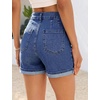 image:imageGRAPENT Jean Shorts for Women High Waisted Mid Thigh Cuffed Hem 5 Inch Inseam Stretchy Denim Shorts Summer Casual JortsClassic Blue
