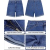 image:imageGRAPENT Jean Shorts for Women High Waisted Mid Thigh Cuffed Hem 5 Inch Inseam Stretchy Denim Shorts Summer Casual JortsClassic Blue