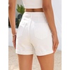 image:imageGRAPENT Jean Shorts for Women High Waisted Mid Thigh Cuffed Hem 5 Inch Inseam Stretchy Denim Shorts Summer Casual JortsCream White