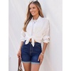 image:imageGRAPENT Jean Shorts for Women High Waisted Mid Thigh Cuffed Hem 5 Inch Inseam Stretchy Denim Shorts Summer Casual JortsDarkness Blue