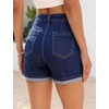 image:imageGRAPENT Jean Shorts for Women High Waisted Mid Thigh Cuffed Hem 5 Inch Inseam Stretchy Denim Shorts Summer Casual JortsDarkness Blue