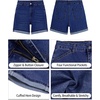 image:imageGRAPENT Jean Shorts for Women High Waisted Mid Thigh Cuffed Hem 5 Inch Inseam Stretchy Denim Shorts Summer Casual JortsDarkness Blue
