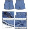 image:imageGRAPENT Jean Shorts for Women High Waisted Mid Thigh Cuffed Hem 5 Inch Inseam Stretchy Denim Shorts Summer Casual JortsMedium Blue