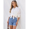 image:imageGRAPENT Jean Shorts for Women High Waisted Mid Thigh Cuffed Hem 5 Inch Inseam Stretchy Denim Shorts Summer Casual JortsSeaside Blue