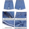 image:imageGRAPENT Jean Shorts for Women High Waisted Mid Thigh Cuffed Hem 5 Inch Inseam Stretchy Denim Shorts Summer Casual JortsSeaside Blue