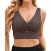 image:imageGRAPENT Bikini Tops for Women Cropped Tankini Tops Beach Ruched Knot Cut Out Padded Adjustable Swimwear Swim Top OnlyCoffee Brown