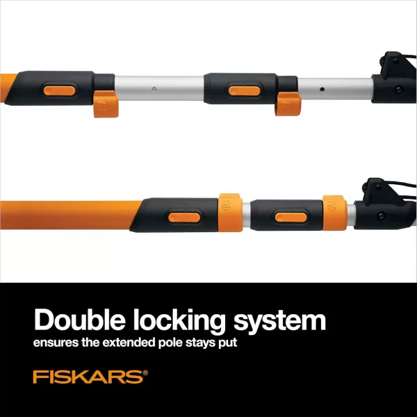 Fiskars 2in1 Extendable Tree Pruner and Pole Saw Extends to 12 feet with 12Inch DoubleGrind Saw and Double Locking SystemPole Saw  Pruner