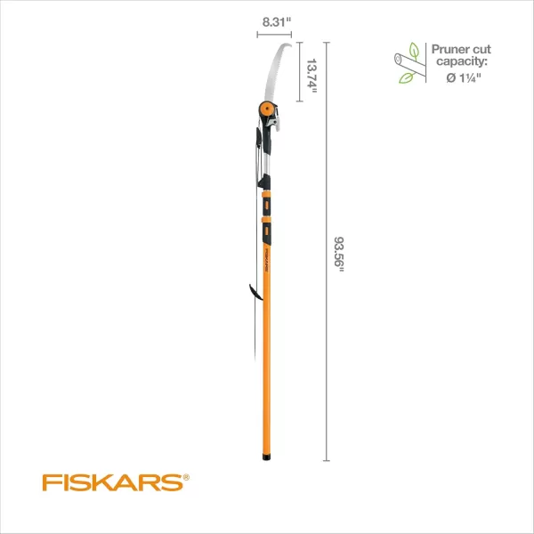 Fiskars 2in1 Extendable Tree Pruner and Pole Saw Extends to 12 feet with 12Inch DoubleGrind Saw and Double Locking SystemPole Saw  Pruner