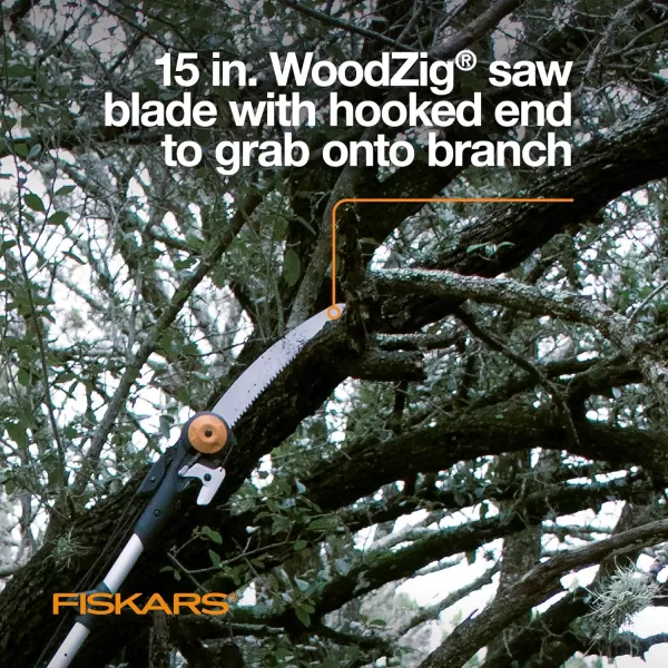 Fiskars 2in1 Extendable Tree Pruner and Pole Saw Extends to 12 feet with 12Inch DoubleGrind Saw and Double Locking SystemPole Saw  Pruner