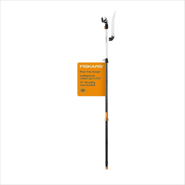 Fiskars 2in1 Extendable Tree Pruner and Pole Saw Extends to 12 feet with 12Inch DoubleGrind Saw and Double Locking SystemPole Saw  Pruner