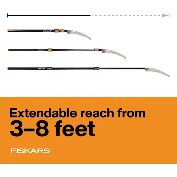 Fiskars 2in1 Extendable Tree Pruner and Pole Saw Extends to 12 feet with 12Inch DoubleGrind Saw and Double Locking SystemPole Saw