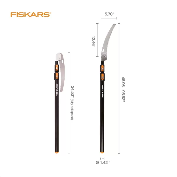 Fiskars 2in1 Extendable Tree Pruner and Pole Saw Extends to 12 feet with 12Inch DoubleGrind Saw and Double Locking SystemPole Saw