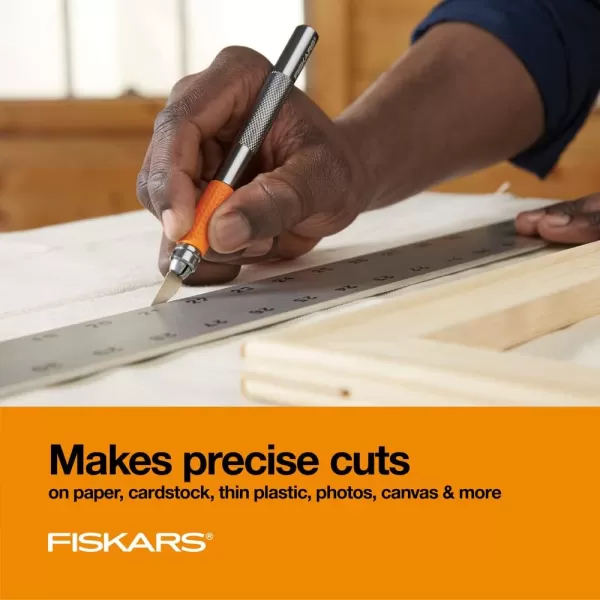 Fiskars SoftGrip Detail Craft Knife  8quot Exacto Knife for Crafting  MultiUse Exacto Blade Included with Protective Cover8 in Exacto Knife