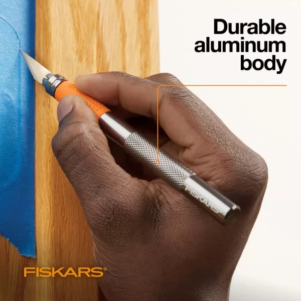 Fiskars SoftGrip Detail Craft Knife  8quot Exacto Knife for Crafting  MultiUse Exacto Blade Included with Protective Cover8 in Exacto Knife