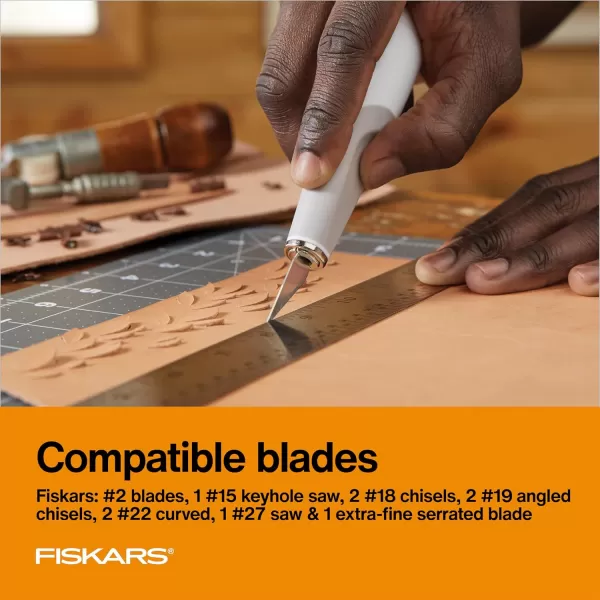 Fiskars SoftGrip Detail Craft Knife  8quot Exacto Knife for Crafting  MultiUse Exacto Blade Included with Protective CoverEasy Change Knife  2 Blade