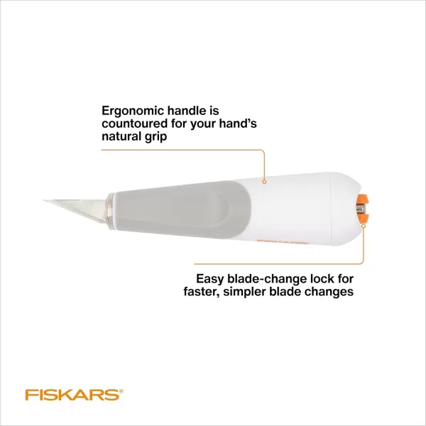 Fiskars SoftGrip Detail Craft Knife  8quot Exacto Knife for Crafting  MultiUse Exacto Blade Included with Protective CoverEasy Change Knife  2 Blade