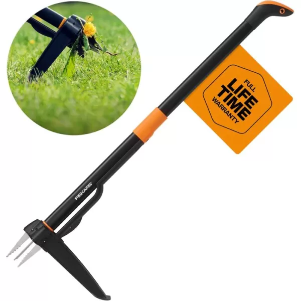 Fiskars 4Claw Stand Up Weed Puller Tool Gardening Hand Weeding Tool with 39quot Long Ergonomic Handle with EasyEject Mechanism4Claw