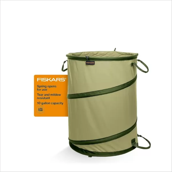 Fiskars Kangaroo 30Gallon Collapsible Yard Waste Bag for Leaves Reusable Garden Bag Container and Leaf Bag for Lawn Care and Gardening  even for use as a Pop Up Hamper or Collapsible Trash CanGarden Bag  10 Gallon